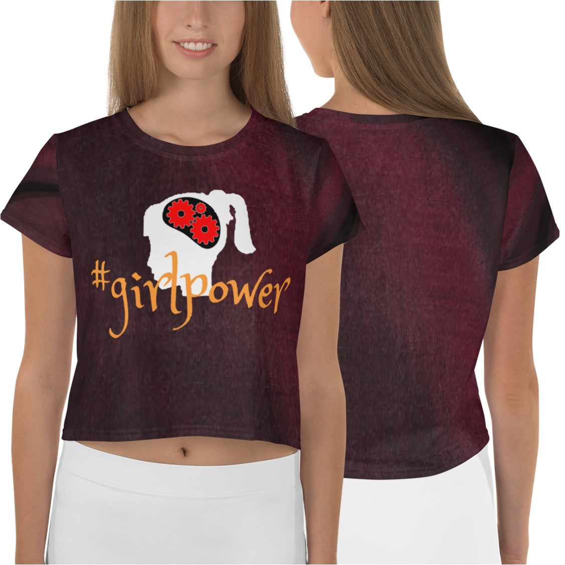Army Green #girlpower Cropped Tees. Girls' Hashtag Art Crop Top. WickedYo.